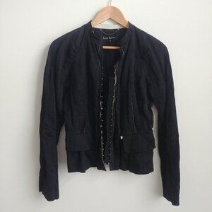 Lida Baday gothic vibe crinkle jacket high collar hook and eye front closure 8